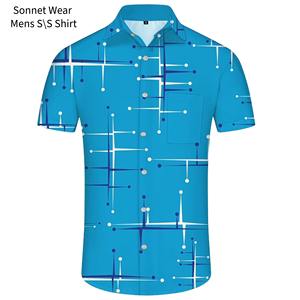 Camisa de hombre con botones, informal, de verano, manga corta, con estampado gráfico - Product Image 2