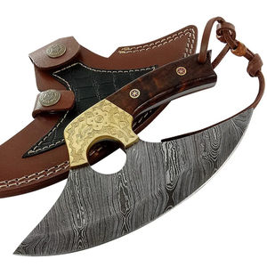 Cuchillo Ullu Burraq de Acero de Damasco Hecho a Mano con Mango de Madera, Cortador de Pizza, Funda de Cuero, Regalo de Aniversario para Actividades al Aire Libre - Product Image 3