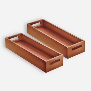 Cajas Organizadoras Ovaladas de Madera con Asas Integradas, Diseño Moderno, Contenedores de Almacenamiento Multiusos con una Elegante Forma Alargada - Product Image 1