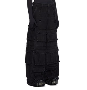 Women Oversized Loose Fit Eco-Friendly Cargo Pants Teenagers Young Adults White Woven India Cheap Carpenter <b>Belt</b> Users - Product Image 2