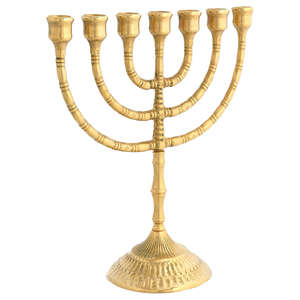 Ménorah juive artisanale, support de bougies Hanouka en laiton, ornement religieux décoratif pour la maison, la table, la synagogue - Product Image 4