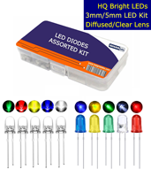 Kit de diodes LED personnalisé avec 100 pièces (5 couleurs x 20 pièces) Diodes LED 3 mm 5 mm Kit assorti de diodes LED personnalisées Boîte de diodes LED