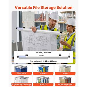 24-Inch Blueprint Hanging <b>Clips</b> Aluminum F-<b>Clamp</b> Binding Strips for Document Storage - Product Image 3