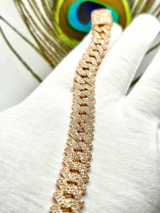 Pulsera de Cadena con Baño de Rodio y Moissanita VVS, Cierre de Caja, Estilo Cubano, Lujosa, para Uso Diario, Unisex - Product Image 3