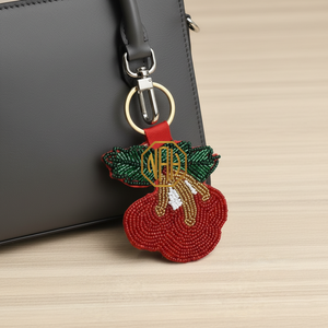 Crochet Orange <b>Bag</b> <b>Charm</b> with Beaded Detailing Gold Tone Clasp Keychain Purse <b>Charm</b> Handbag Accessory Wholesale - Product Image 4