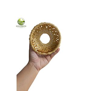 Sustainable <b>Round</b> Bamboo Tray Handmade Lotus <b>Wicker</b> <b>Basket</b> for Kitchen Decor Food Serving and Gift Packaging - Product Image 3