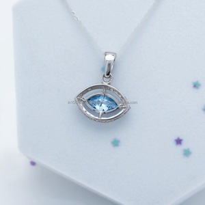 Blue Marquise Cut Diamond <b>Pendant</b> in White <b>Gold</b> Elegant Dainty Necklace for Women Minimal Fine Jewelry Gift for Her Anniversary - Product Image 3