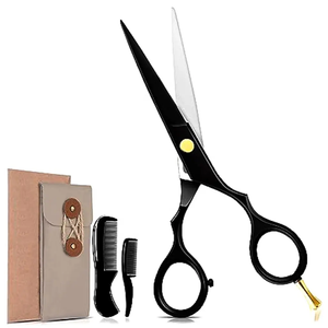 Tijeras de Peluquería Profesionales de Acero Inoxidable Rectas de Primera Calidad, Color Negro y Dorado, para Diestros - Product Image 2