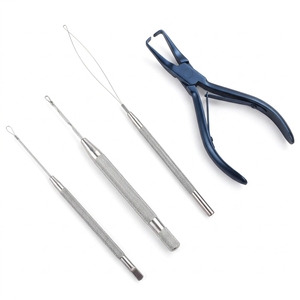 Pince applicatrice de perles pour extensions capillaires en acier inoxydable Blue Grip avec outils d'enfilage à boucle pour l'installation de perles - Product Image 3