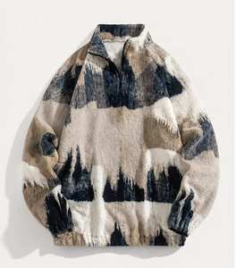 New Design Wholesale Vintage Geometric Pattern Sweater Custom Men <b>Sweatshirt</b> Distressed Retro Style - Product Image 1