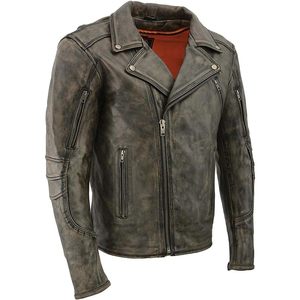 Blouson de moto en cuir premium pour homme 2025, style MC classique avec doublure amovible respirante pour la conduite - Product Image 2