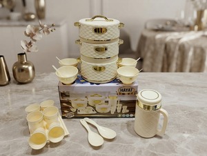 Ensemble de 21 pièces de casseroles en céramique métallique Anax, tasses, cuillères, bordure dorée, luxe moderne, poignées en alliage de zinc antiadhésives, fond en acier inoxydable - Product Image 1