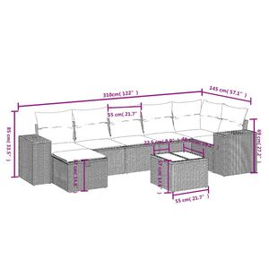 Set di Divani da Esterno in Polyrattan Nero Moderno con Cuscini, Arredamento per 8 Persone, Design Contemporaneo - Product Image 6