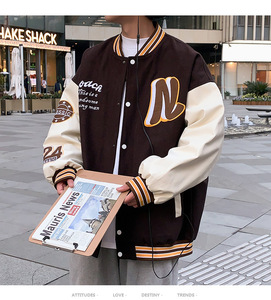 Blouson universitaire personnalisé pour homme, style streetwear hiver, broderie premium, OEM/ODM, 100% laine peignée sur le devant - Product Image 3