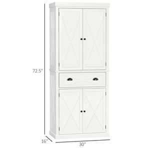 Moderno Armadio Dispensa da Cucina Indipendente con 4 Ante e 6 Ripiani - Bianco, Mobili per la Casa, Ante in MDF e Truciolato - Product Image 3