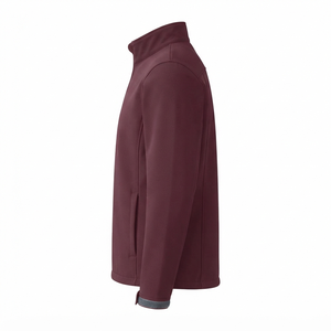 Men's Burgundy Jacket Full Zip Stand Collar Windproof Casual Outerwear Regular Fit Polyester <b>Shell</b> Autumn Wear - Product Image 3