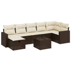 Conjunto de Sofás Grandes para Jardín en Ratán Sintético Marrón y Acero con Vidrio Templado - Muebles de Exterior de Primera Calidad - Product Image 2