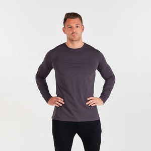 Camisetas de Compresión Personalizadas al por Mayor, 100% Algodón, Camiseta Deportiva para Hombre, Mangas Largas, Capa Base de Fitness, Transpirable, Antibolitas - Product Image 1