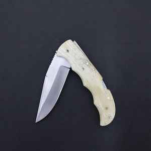 Couteau pliant artisanal unique en acier inoxydable avec magnifique manche en os, couteau de survie, outils personnalisables pour homme avec étui - Product Image 4