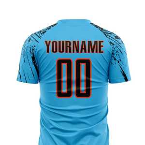 Conjunto de Camiseta de Fútbol Sublimada Personalizada, Uniforme de Equipo Azul de Secado Rápido para Hombre, Manga Corta, Cuello Redondo, Ajuste Atlético, Ropa para Todas las Temporadas - Product Image 5