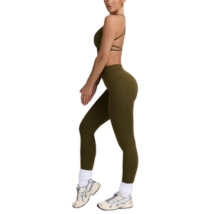 Ensemble de leggings taille haute pour femmes, tenue de sport respirante pour l'entraînement cardio, ensemble assorti, tricot respirant, fournisseur OEM de vêtements de sport en gros - Product Image 3