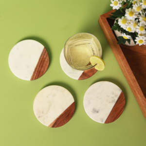 Decorative Resin Wood Coasters Set Round and Square Drink <b>Mat</b> Cup Holder Tea Coaster Dining Tabletop Coffee <b>Bar</b> Accessories - Product Image 4