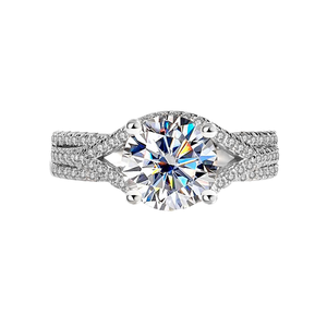 Anillo de Plata de Ley 925 con Moissanita Redonda, Anillo de Noche para Novia, Chapado en Oro Real de 18K, Hecho a Mano - Product Image 1