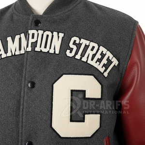 High Quality Winter High Street Varsity Baseball Letterman <b>Jackets</b> <b>Men</b> Front Custom <b>Letter</b> Embroidery Hooded Zipper Waterproof - Product Image 3
