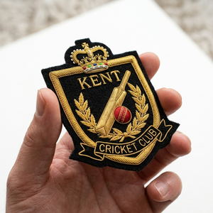 Private Label Hand Embroidered Bullion Badge Custom Cricket Sports Club Crest Gold Wire Blazer Patch Academy Emblem Bulk - Product Image 5