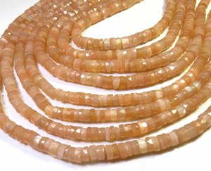 Cuentas de Piedra Lunar Melocotón Natural de 6 mm, Forma Heishi, Cuentas Facetadas de 16 Pulgadas, Cuentas de Piedra Lunar en Forma de Disco Plano - Product Image 1