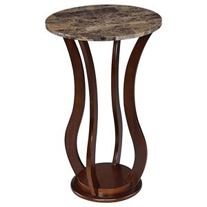 Tavolino Rotondo con Piano in Finto Marmo Marrone per Tavolini da Caffè - Product Image 2