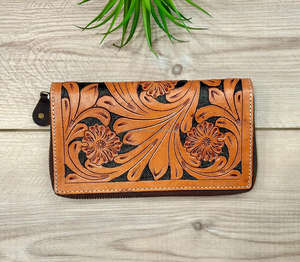 Handcrafted Genuine Leather Tassel Embroidery Button Closure <b>Clutch</b> Western Style Summer <b>Bag</b> Made 100% Premium Leather Wholesale - Product Image 5