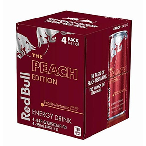 Bebida Energética Red Bull Edición Durazno, 24 Latas de 250ml, Contiene Taurina, Vitaminas B y 11g de Azúcar por 100ml para un Impulso de Energía, Venta al Por Mayor - Product Image 1