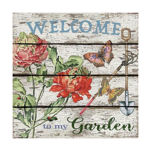 Wholesale Rustic Wood Garden Welcome Sign Outdoor Distressed Wooden Plaque Floral Butterfly Wall Art Backyard Porch Decor Sign - Product Image 1