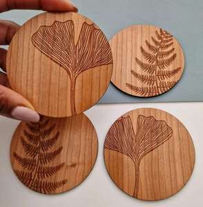 Sous-verre en bois rond épais naturel pour tasses à thé, personnalisable, gravé ou imprimé, pour la maison, vente en gros - Product Image 4
