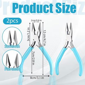 Stainless Steel Jewelry Making Pliers Set 2pcs Chain Nose 4.5 Inch Precision <b>Craft</b> Pliers for <b>Wire</b> Wrapping Repair Beading Tools - Product Image 2