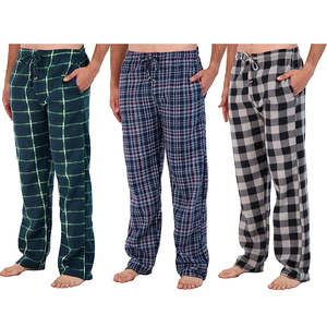 Pantalon de pyjama pour homme avec logo personnalisé imprimé, motif à carreaux bleu violet, pantalon de pyjama en flanelle pour homme - Product Image 3