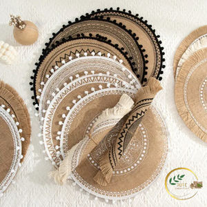 Sous-verres en jute tressé écologiques de haute qualité, faits à la main, style rustique, fournisseur de tapis de protection pour table - Product Image 2
