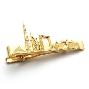 Custom Dubai Tourist Souvenir Gold Plated <b>Tie</b> <b>Clips</b> Manufacturer - Product Image 1
