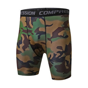 Men's Solid Casual Compression Shorts <b>Mid</b> Elastic Waist Quick Dry Knitted Worsted Fabric Pockets - Product Image 1