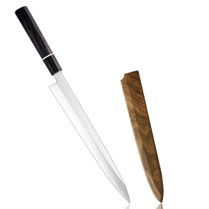 Couteau de chef artisanal de style japonais LEGACY BLADES en acier à haute teneur en carbone, ambidextre, finition polie, manche en bois, compatible lave-vaisselle - Product Image 4