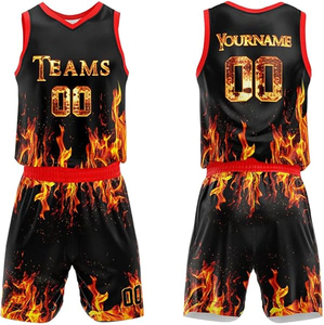 Uniformes de basket-ball personnalisés pour hommes en gros, 100 % polyester, imprimés par sublimation, séchage rapide, respirants, anti-humidité, coupe courte - Product Image 5