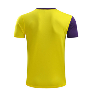 Camiseta de Manga Corta para Hombre Ekin Impex, Estampado Geométrico Amarillo y Morado, Cuello Redondo, Secado Rápido, Corte Deportivo, Largo Regular, Lisa - Product Image 3
