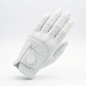 Gant de golf et de cyclisme Injae en cuir Cabretta blanc pour main gauche, respirant, avec fentes pour les doigts, fermeture auto-agrippante, unisexe, OEM, faible MOQ - Product Image 2