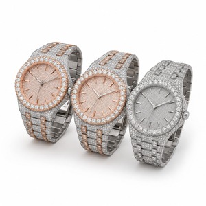 Reloj de lujo de primera calidad para hombre, de acero inoxidable, con diamantes, analógico, de cuarzo, con caja redonda y correa. - Product Image 4
