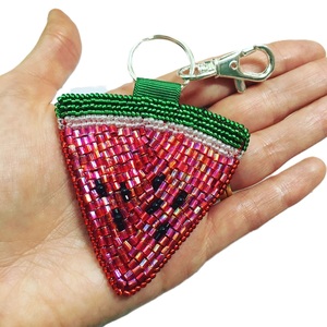 Stylish Glass Seed Beads Embroidery <b>Keyring</b> for Gift Purposes Artisan Handmade Seed Bead Embroidery Keychain with Unique - Product Image 1