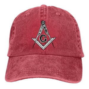 Gorra de Béisbol de Mezclilla Personalizada de la Francmasonería Blue Lodge con Logotipo G de Compás Cuadrado Bordado en Dorado - Product Image 2
