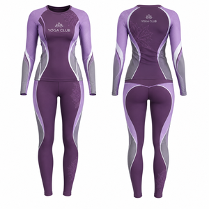 Yoga Club Women's 2-Piece Eco-Friendly <b>Mesh</b> Long Sleeve Yoga Set Full Length High Waist Spandex Breathable Floral Print Crew - Product Image 1