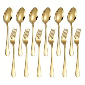 Ensemble de couverts en acier inoxydable doré en gros – Cuillères, fourchettes, vaisselle, collection de couverts de table à prix abordable - Product Image 1