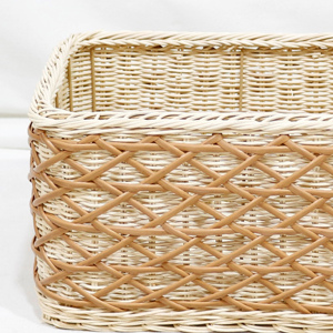 Trending Rattan <b>Storage</b> <b>Baskets</b> Rectangle With Handles Nordic Style Beige White For Sundries <b>Storage</b> - Product Image 4